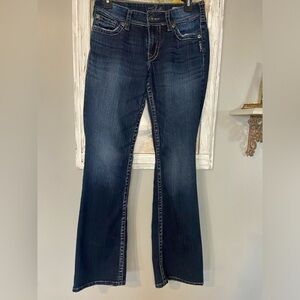 Silver Suki Surplus Bootcut Jeans Sz 27X32 Thick Stitch Flap Pockets Mid Rise